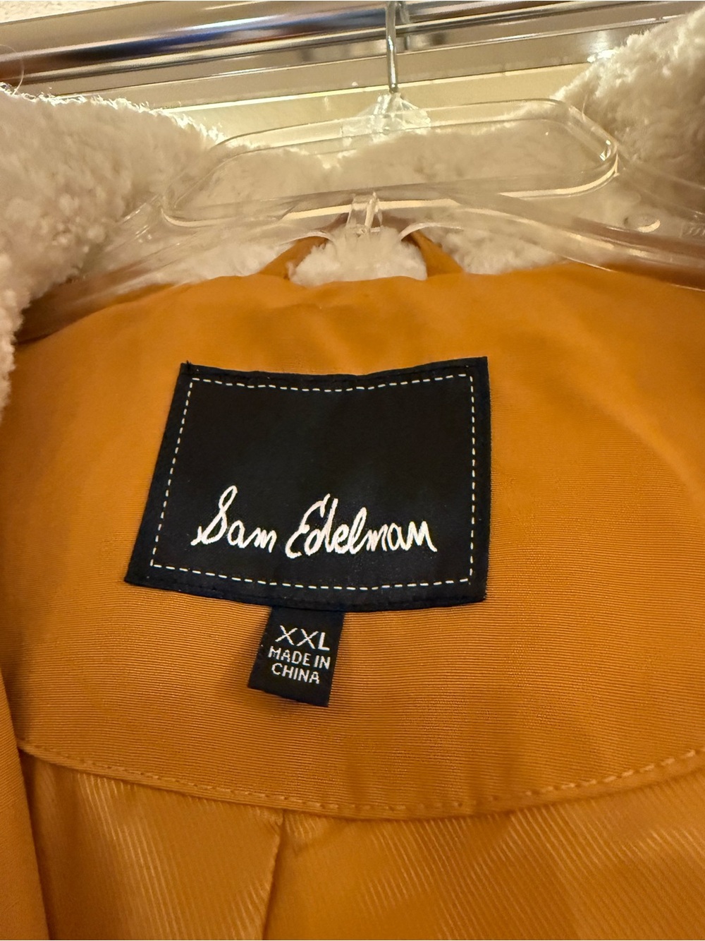 Sam Edelman Mustard Hooded Faux-Fur Trim Puffer Coat with Matching Plaid Scarf - Picture 3 of 15